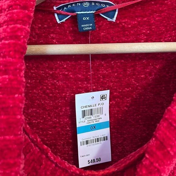 Karen Scott Haute Red Chenille Sweater Women’s Plus Size 0X - Picture 3 of 7
